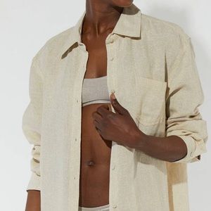 NWT Solid & Striped Oxford Tunic Metallic Linen